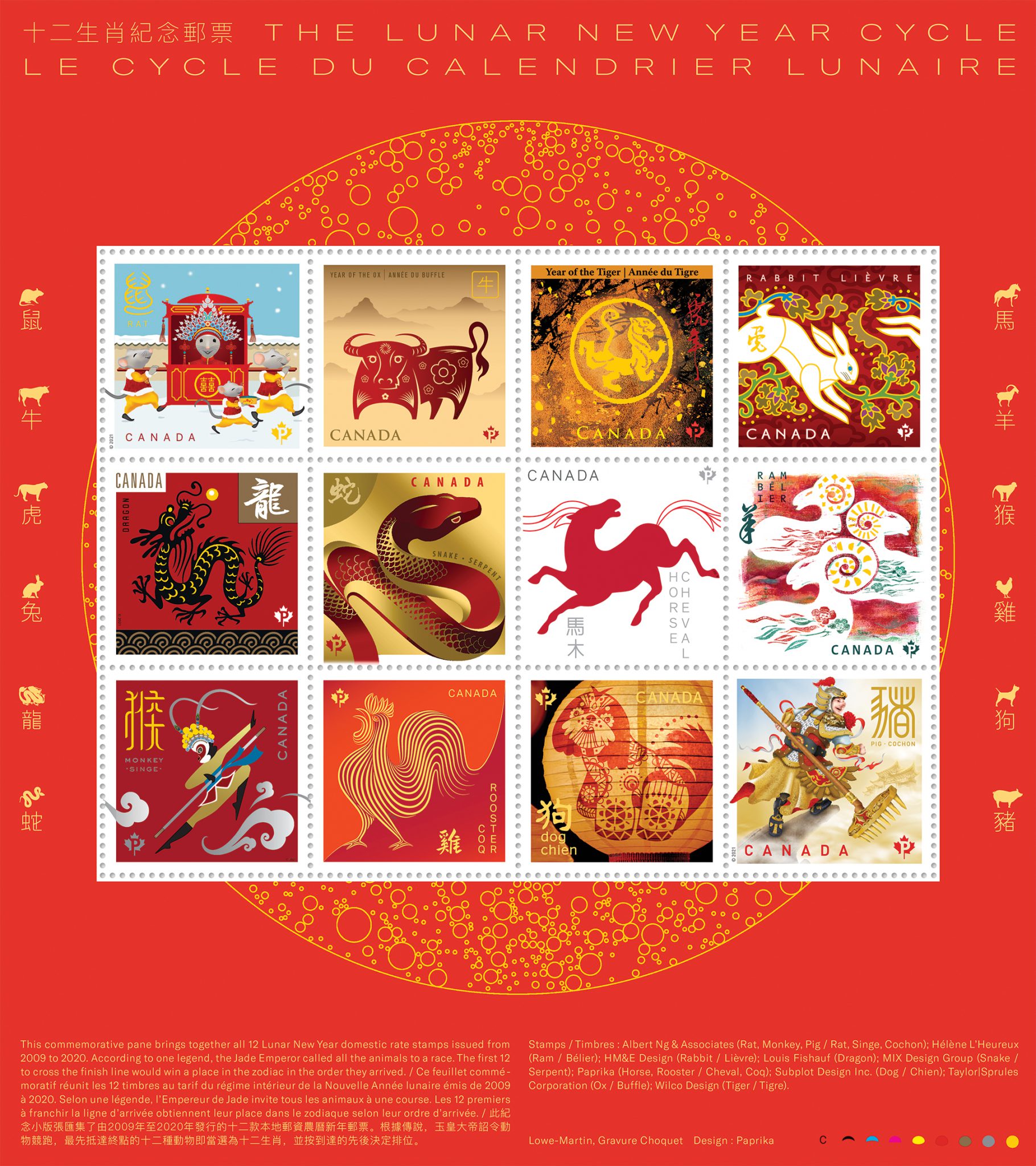 Year of The Ox Lunar New Year Postage Stamps Pane of 20 